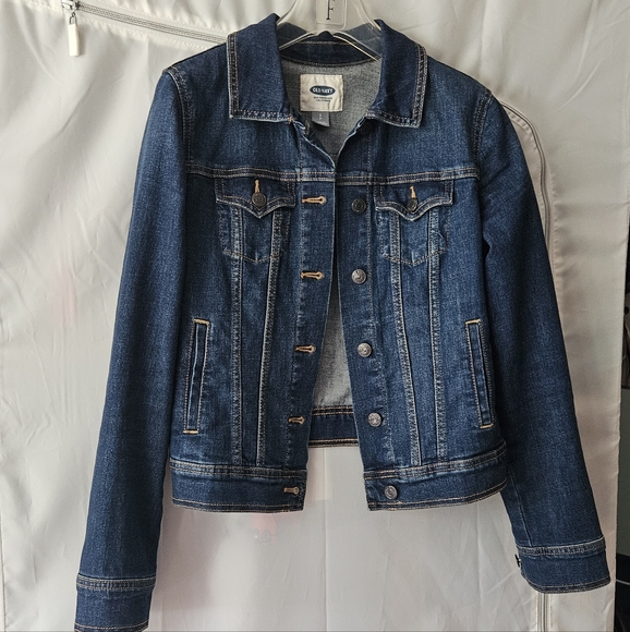 Old Navy S Classic Denim Jacket Dark Wash Jean Jacket Small - Picture 4 of 9